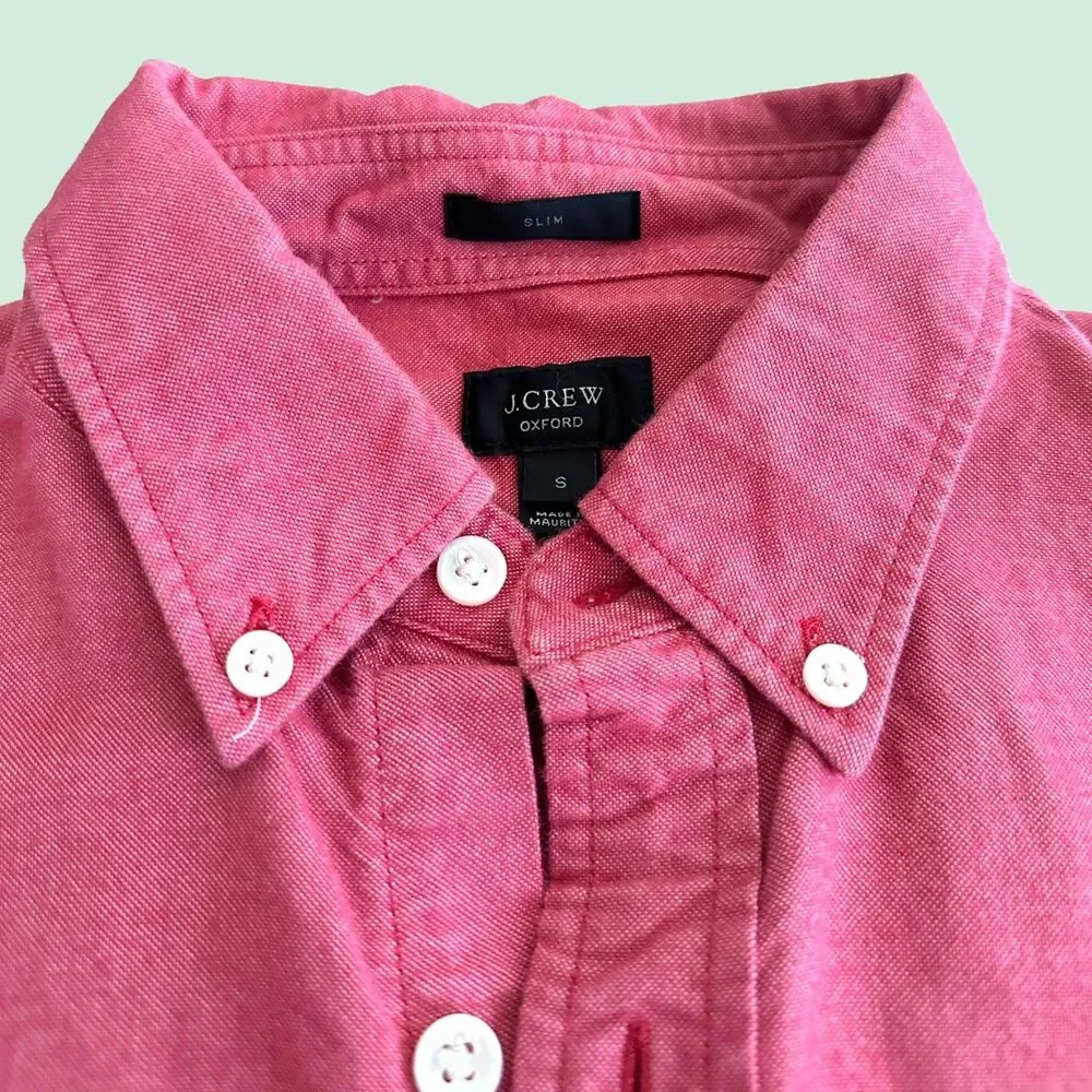 J.Crew Men’s Oxford Long Sleeve Slim Fit Shirt - Size Small - Shiny Red